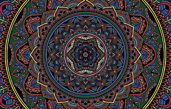 Картинка colorful, texture, color, selective coloring, Mandala