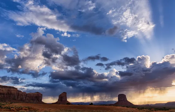 Пейзаж, природа, Rain, Monument Valley