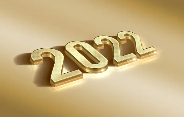 Фон, праздник, цифры, Новый год, золотой, new year, 2022