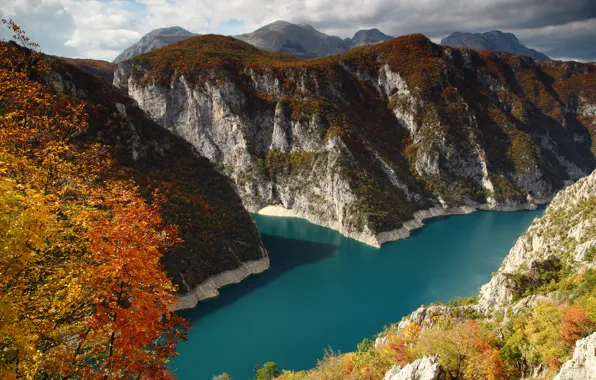 Картинка осень, горы, Черногория, Пивское озеро