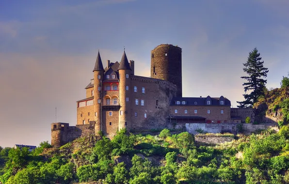 Замок, стены, башня, Германия, Germany, Castle Katz