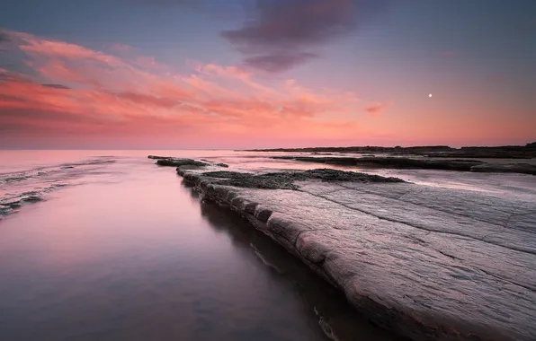 Море, небо, пейзаж, закат, скалы