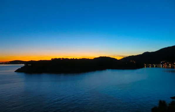 Небо, закат, ночь, oблака, dubrovnik