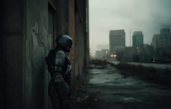 City, город, улица, робот, киборг, киберпанк, street, cyberpunk