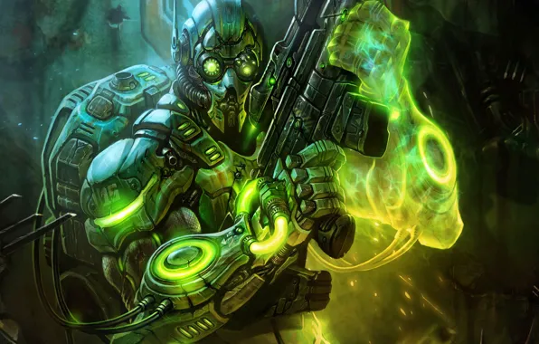 Свет, оружие, свечение, арт, Hellgate London, техник, Hellgate