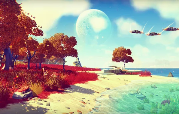 Планета, Корабль, Game, No Man's Sky, Hello Games