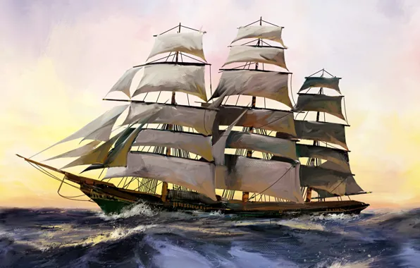 Волны, корабль, Transatlantic Ships, leander