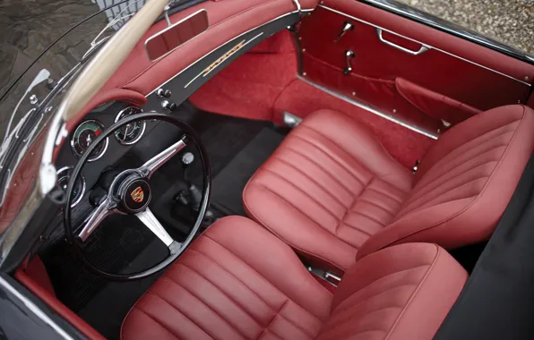 Картинка Porsche, 356, 1961, car interior, Porsche 356B 1600 Super Roadster