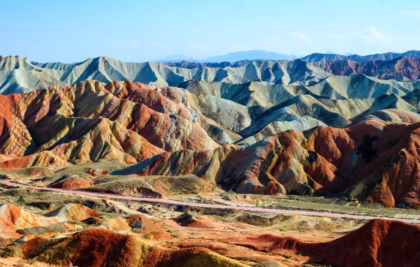 Картинка пейзаж, горы, природа, Китай, Zhangye, Danxia, Данься, геопарк