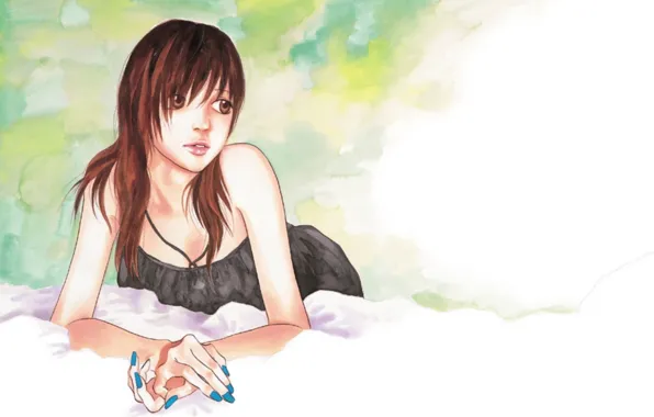 Картинка взгляд, девушка, аниме, арт
