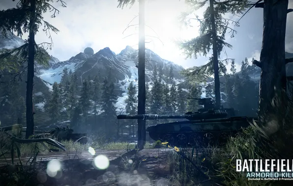 Картинка лес, горы, танки, Battlefield 3, premium, armored kill