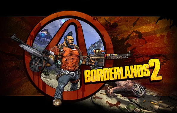 Картинка оружие, пулеметы, качок, шутер, RPG, 2K Games, Borderlands 2, Gunzerker