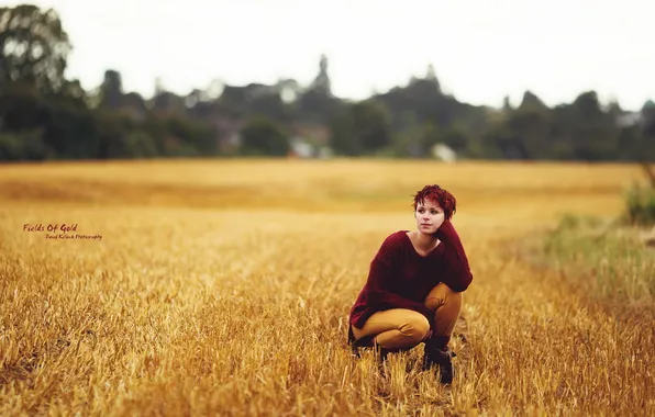 Поле, девушка, природа