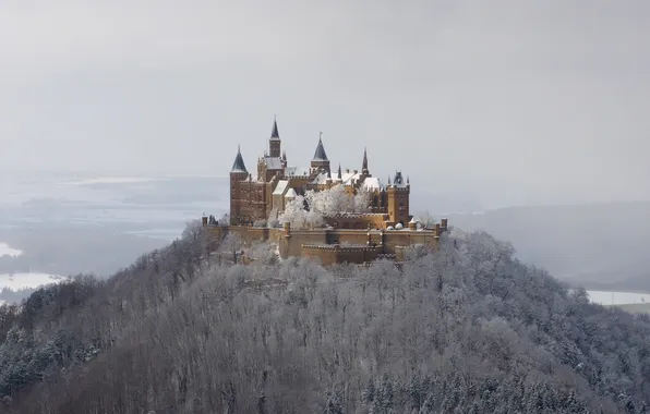 Картинка winter, snow, castle, Hohenzollern