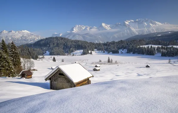 Картинка house, Germany, winter, Bavaria