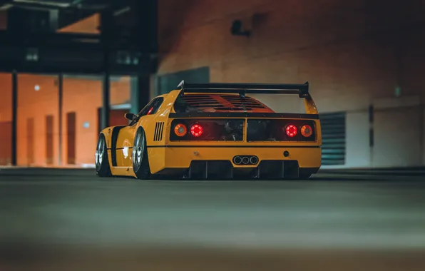 Авто, Желтый, Ретро, Машина, Ferrari, F40, Рендеринг, Concept Art