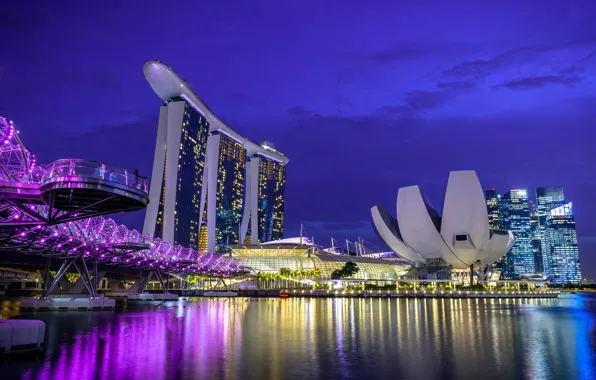Ночь, огни, Сингапур, отель