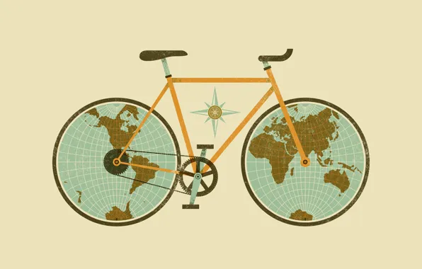 Картинка рисунок, Велосипед, глобус