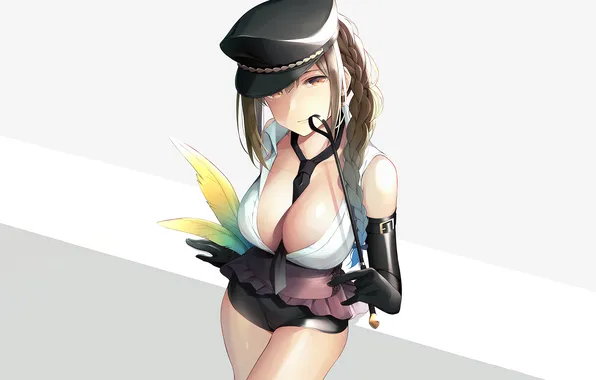 Girl, sexy, cleavage, shorts, long hair, boobs, anime, beautiful