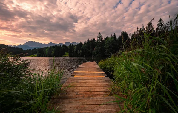 Картинка Germany, Bavarian Alps, Lake, broken Gate