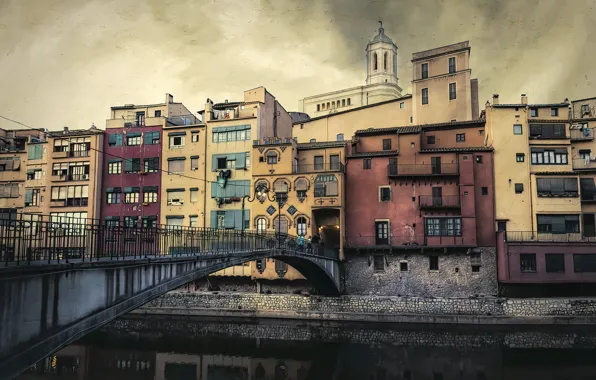 Картинка Catalonia, Girona, Old Town Bridge