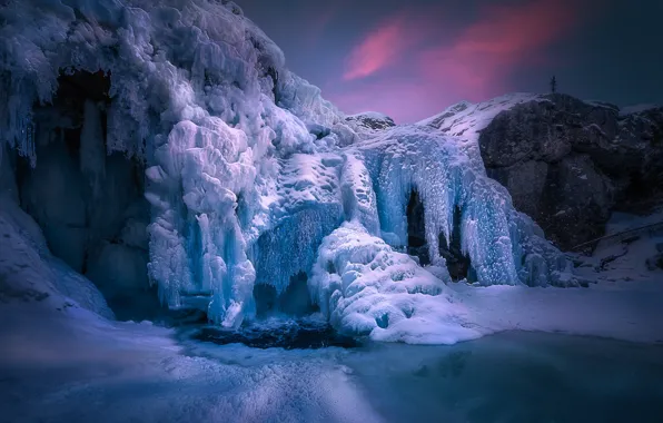 Картинка зима, водопад, лёд, мороз, Норвегия, Norway, Hemsedal, замёрзший