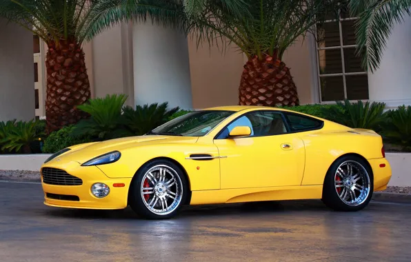 Aston Martin, V12, Yellow, Vanquish