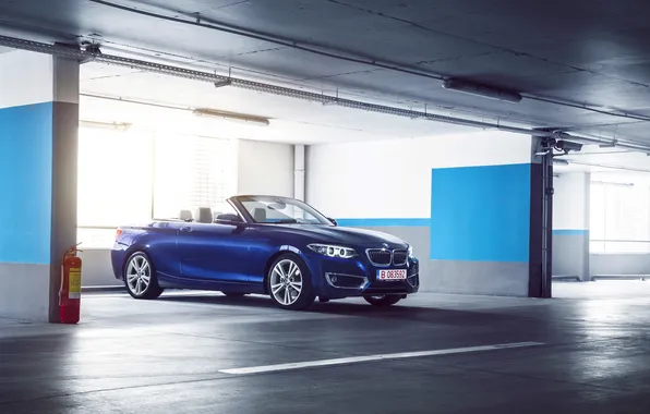 Картинка BMW, German, Car, Blue, Cabriolet, Garage, 220D