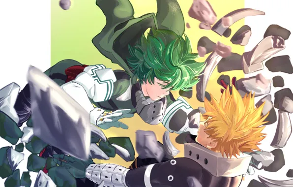 Парни, Boku No Hero Academia, Мидория Изуку, Моя Геройская Академия, Бакуго Катсуки