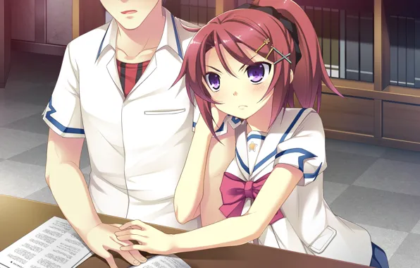 Девушка, аниме, арт, парень, двое, школьники, Романтика, Ryuusei Kiseki -Shooting Probe