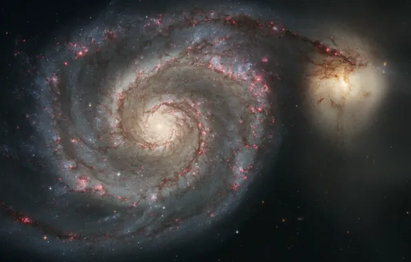 Картинка Хаббл, Спиральная галактика, Whirlpool Galaxy, Messier 51