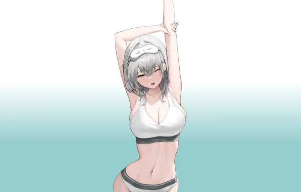 Girl, hot, sexy, boobs, stretch, anime, short hair, pretty