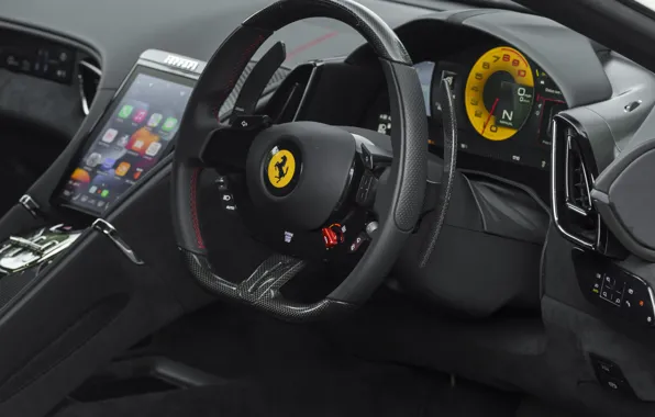 Ferrari, steering wheel, Roma, Ferrari Roma