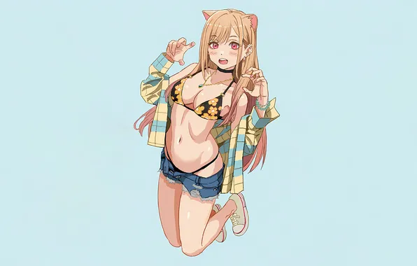 Girl, sexy, cleavage, shorts, long hair, legs, boobs, sexy girl