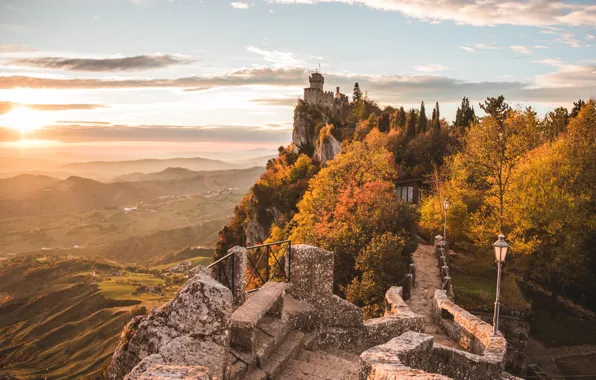 Горы, Башня, Пейзаж, San Marino