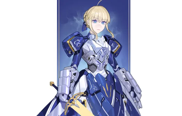 Взгляд, девушка, рыцарь, сейбер, Судьба ночь схватки, Fate / Stay Night