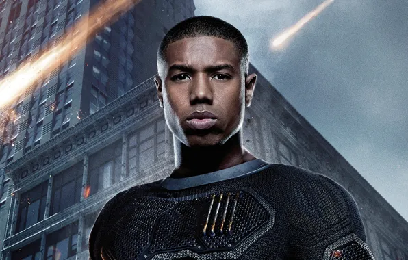 City, fire, flame, sky, man, Marvel, film, uniform