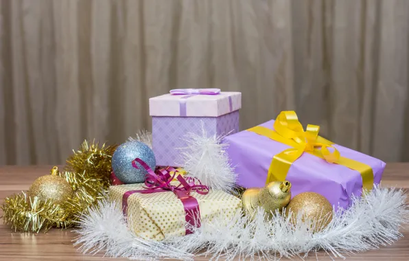 Праздник, шары, игрушки, новый год, подарки, мишура
