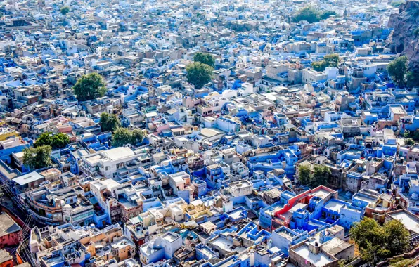 Картинка Индия, India, Jodhpur, Голубой город, The Blue City
