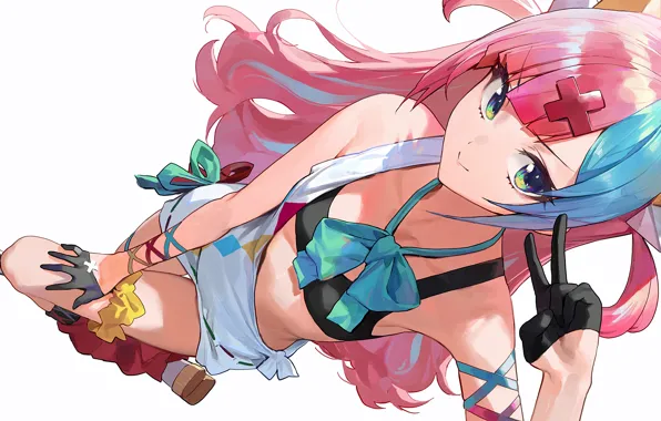 Girl, sexy, pink hair, green eyes, long hair, dress, anime, beautiful