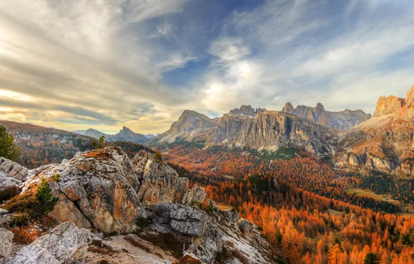 Картинка осень, Доломитовые Альпы, Cinque Torri