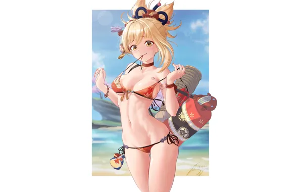 Girl, hot, sexy, boobs, anime, blonde, breasts, babe