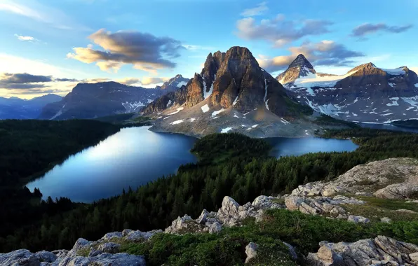 Лес, горы, природа, озеро, lakes, Highland