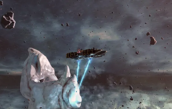 Space, game, ship, mining, Eve online, ice belt, Procurer