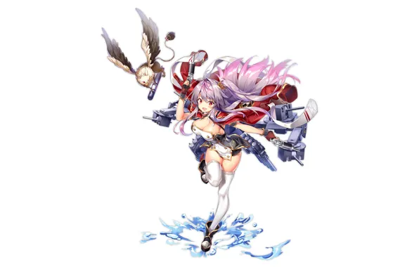 Girl, sexy, cleavage, thighhighs, long hair, dress, boobs, anime