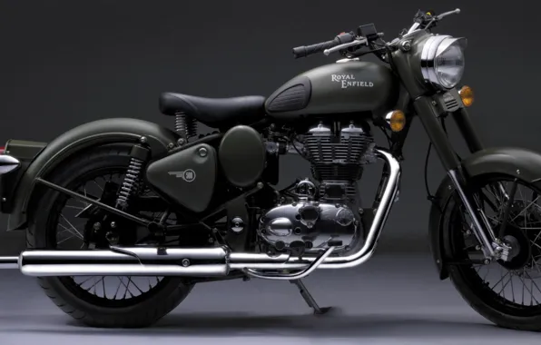 Картинка military, classic, bullet, 2013, black and gray cafe racer, enfield