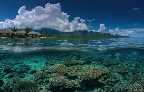 Картинка reef, french, bungalows