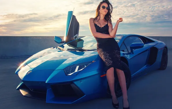 Девушка, Lamborghini, суперкар, красотка
