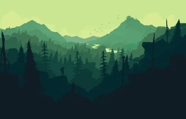 Лес, Арт, Art, Forest, Campo Santo, Firewatc, Пожарный дозор