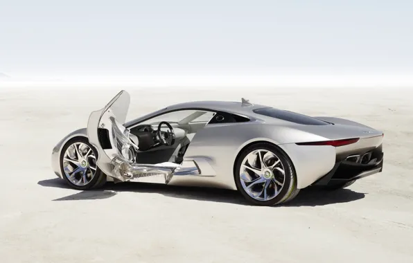 Картинка машина, Concept, Jaguar, дверь, silver, C-X75